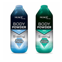 Great British Home New Nuage Talc Free Body Powder for Men Bundle – 250g Cool Musk & 250g Aqua Fresh – 2 Pk Talc Free Powder for Women & Men – Anti-Chafing & Fresh Skin by GBH