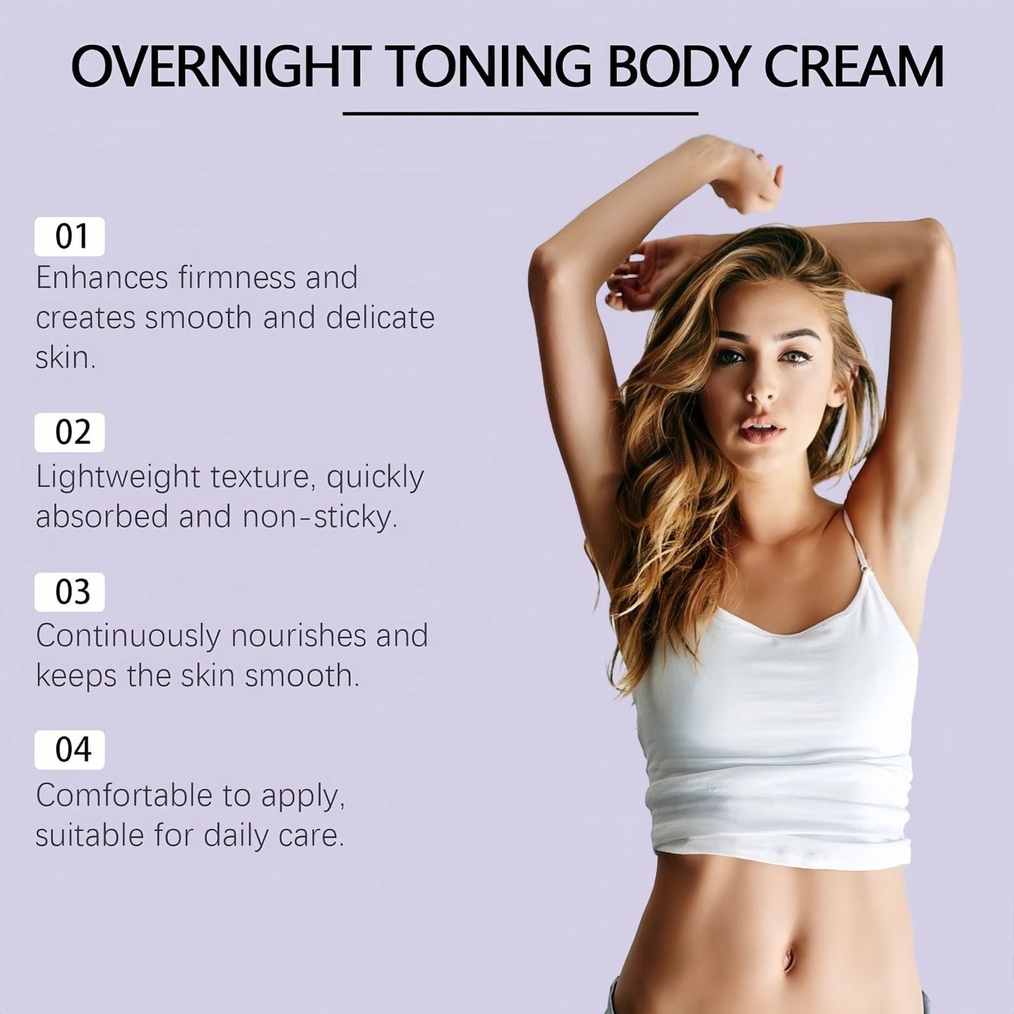 Ruojiar Get Dre/amy Overnight Toning Whip,Anti-wrinkle Skin Tightening Cream,Overnight Body Toning Cream,Smooths While You Sleep,Helps Target the Appearance of Loose Skin on the Body,Moisturizing,Easy to Use