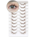 WUZIA 10 Pairs Brown Lashes Clear Band Manga Japanese Anime Cosplay Eyelashes Asian False Natural Look Like Individual Clusters (A02-Cat Eye 8-13mm)