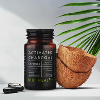KIKI HEALTH KIKI Health - Activated Charcoal 300mg - Made from 100% Pure Coconut Shells - Contributes to Reducing Excessive Flatulence After Eating - Natural Teeth Whitener - 50 Capsules