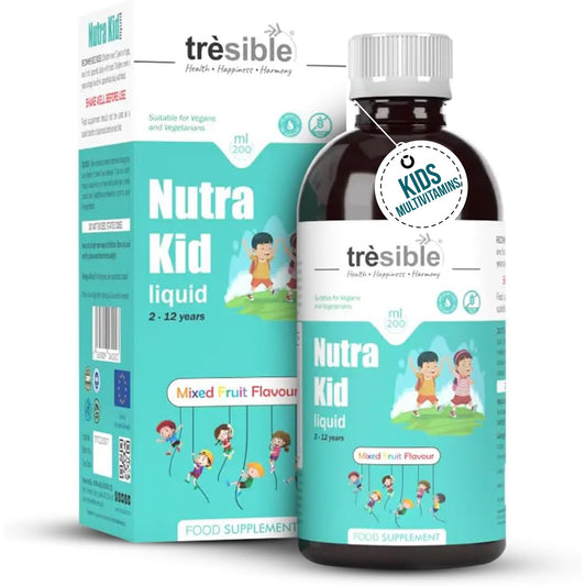 Tresible Trèsible Nutra Kids Multivitamins Liquid for Immune Support (2 to 12 Years) - Kids Vitamins with EPA, DHA and Zinc - Multivitamin for Kids, Toddlers Vitamins Age 2, Baby Vitamins with Biotin, Vegan