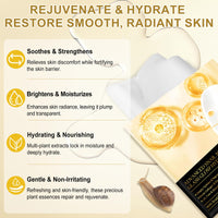 Advanced Snail Mucin Glass Glow Hydrogel Face Masks, Overnight Collagen Face Mask - Deep Hydration, Firm and Smooth Skin Care (4 PC)