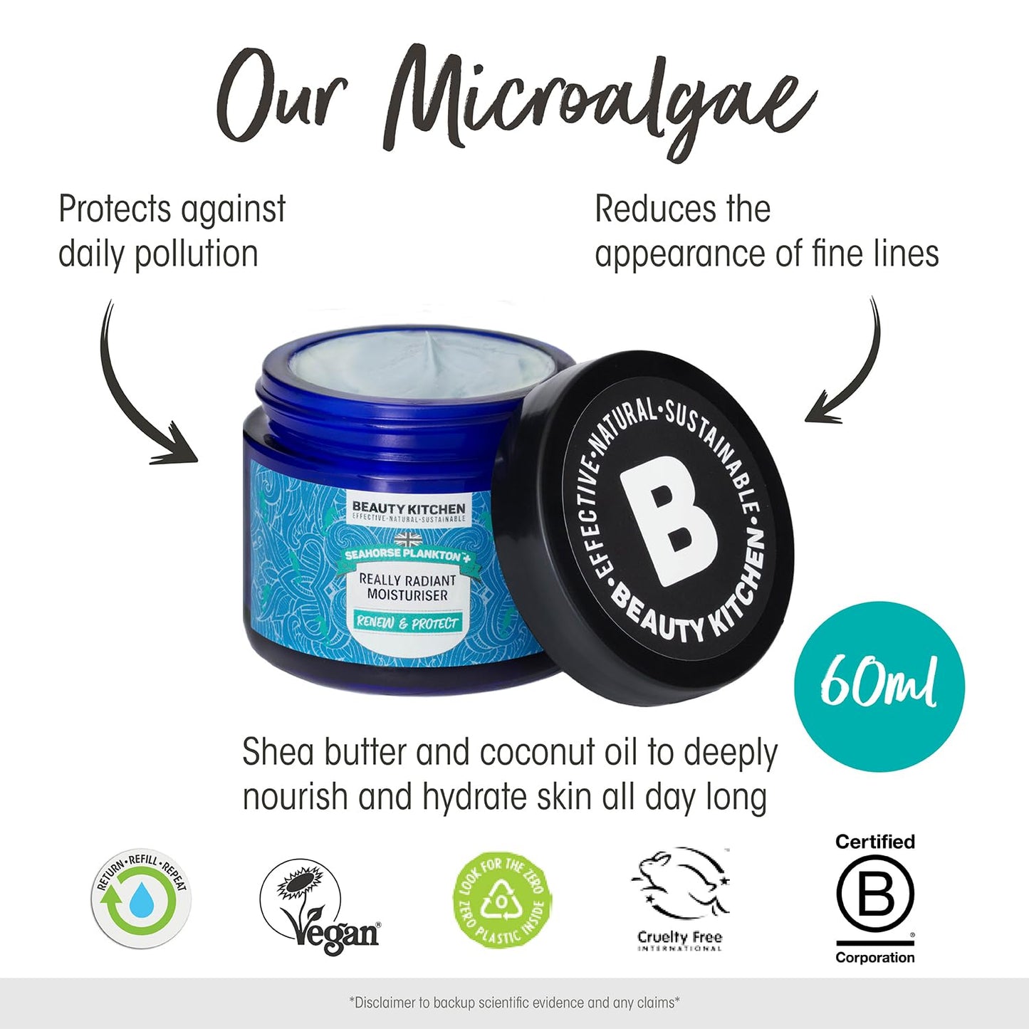 Beauty Kitchen - Seahorse Plankton + Really Radiant Moisturiser 60ml - Radiance-Boosting Moisturiser - Skincare Essential