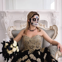 HAMOOM 8 Pack Halloween Face Temporary Tattoos Sugar Skull Floral Skeleton Web Red Roses Face Stickers Day of the Dead Make Up Stickers for Masquerade Carnival Cosplay Party