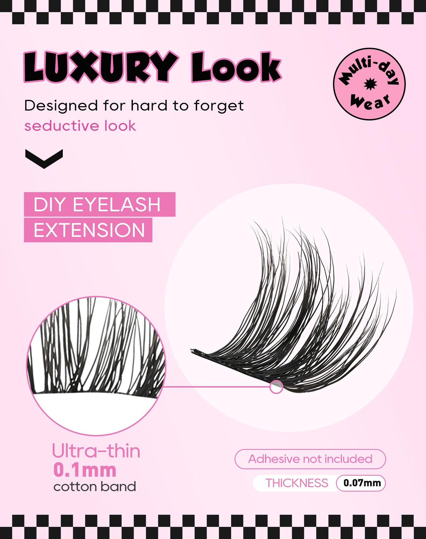 Jiocolor Lash Clusters Wispy Cat Eye Individual Lash Extensions Natural Cluster Lashes 9-15MM DIY Eyelash Extension C Curl Eyelash Cluster 7 Pairs