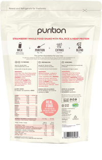 Purition Vegan Strawberry Dairy Free Natural Protein Powder for Keto Diet Shakes and Meal Replacements Shakes - 250g