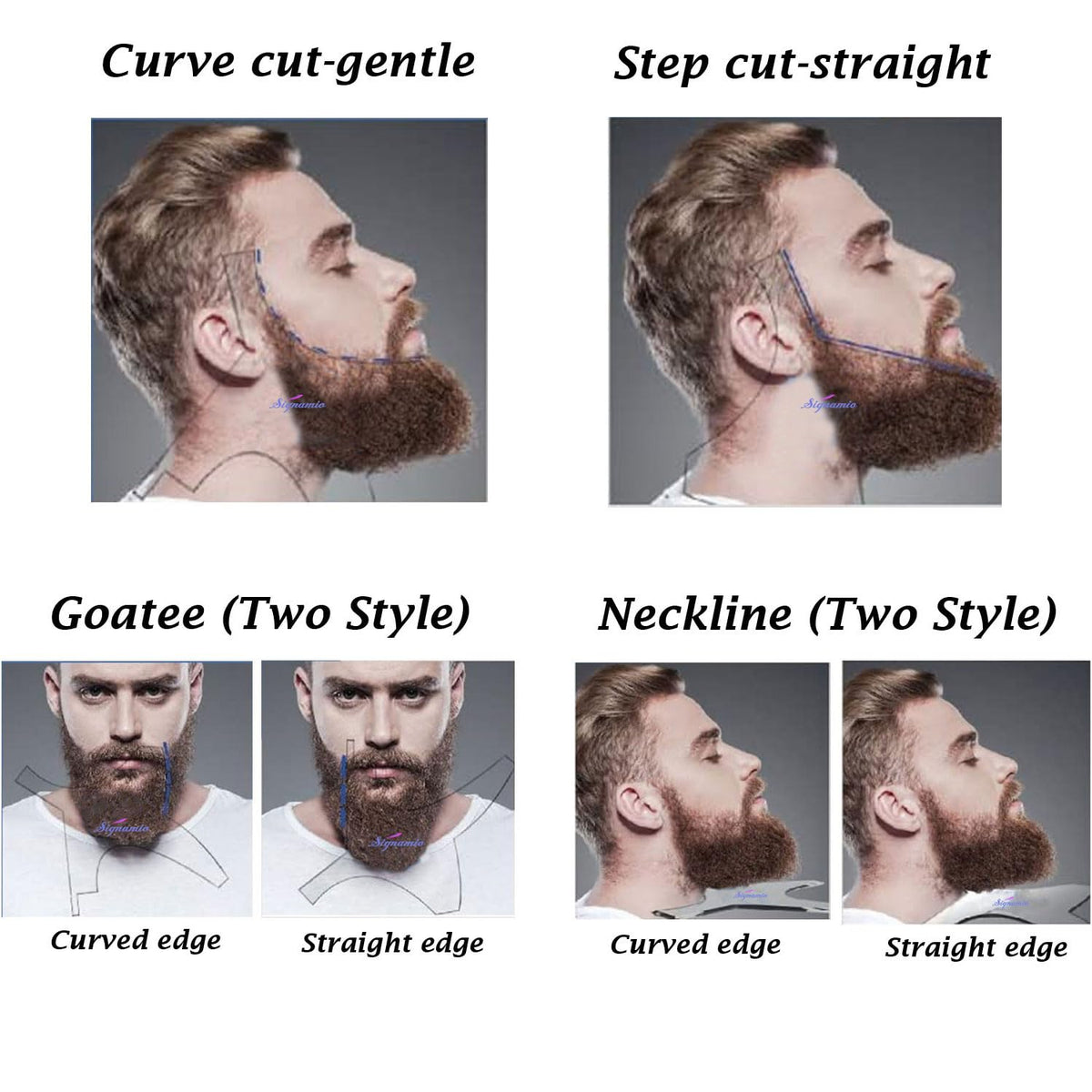 SIGNAMIO All in 1 Multi Purpose Transparent Beard Shaper tool Kit for Men | Beard Shaping Stencil Comb for men styling shave for neck line guide - Grooming kit
