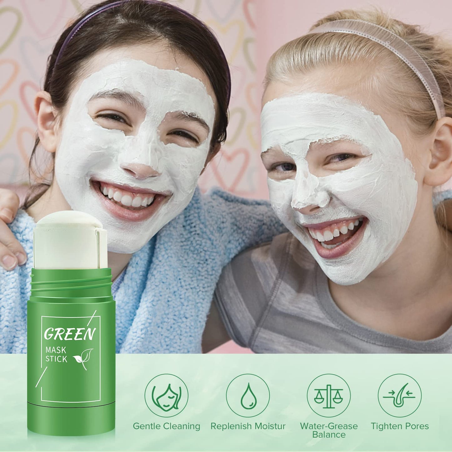 HZZYJ 2 Pack Green Tea Cleansing Mask Stick,Blackhead Remover Mask Stick,Purifying Clay Stick,Anti-Acne Oil Control & Clean Pores for All Skin Types Women and Men