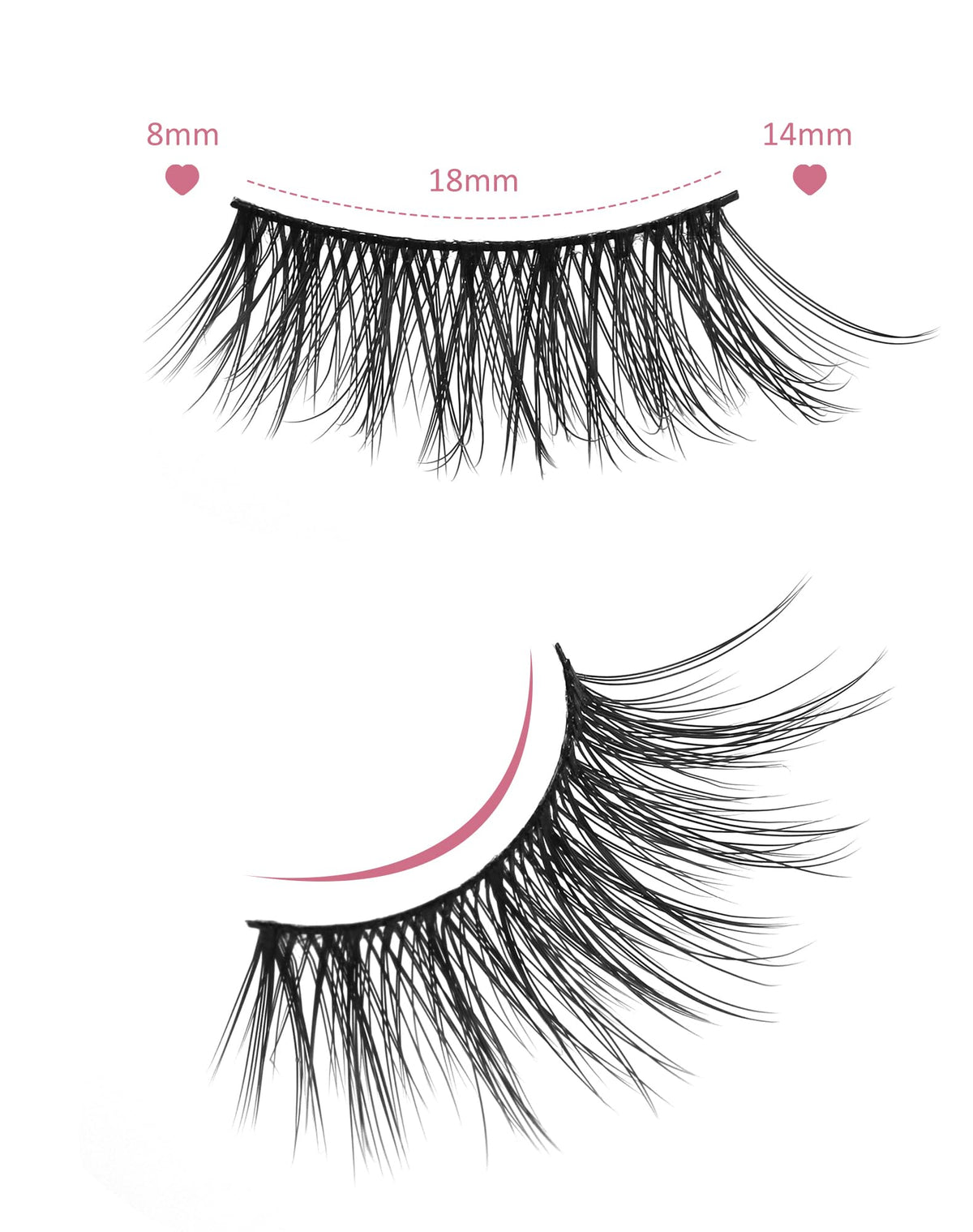 Onlyall Half Eyelashes Corner Lashes Natural Lashes Half Lashes Wispy End Lashes Corner Eyelashes 3/4 Lashes Clear Band Lashes 7 Pairs C19
