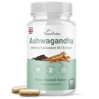 Ashwagandha High Strength - Cortisol Reducing Supplement - Vegan Vitality's Ashwagandha Capsules 1000mg with Black Pepper to Reduce Stress Hormones and Fatigue