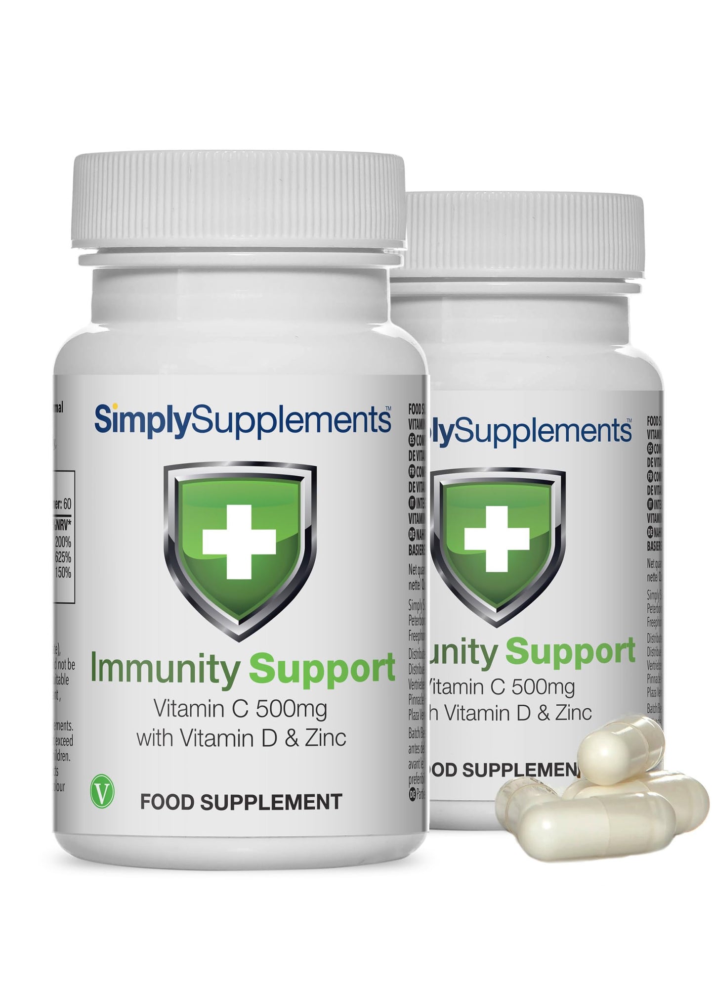 Simply Supplements Vitamin C, D and Zinc Capsules for Immunity Support | One-a-Day Formula | 60 Fast Release Capsules = 2 Months’ Supply | Vegan Friendly | Manufactured in The UK