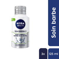NIVEA MEN 3 Day Face & Beard Care (3 x 125 ml), Anti-Itch Soothing Care for Sensitive Skin, Softening Treatment 0% Alcohol for 3 Day Beards