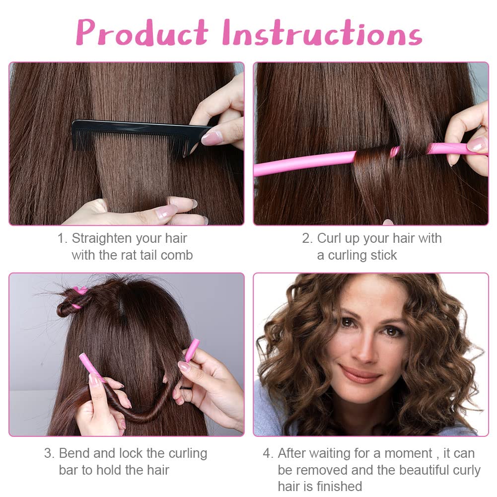 AOOWU 30 Pcs Flexi Rods for Hair, Heatless Hair Rollers Bendy Foam Curler Rollers for Short Medium Long Hair, Twist-flex Rods Set Heatless Hair Rollers for Sleeping Hairstyle DIY Home Hair Salon
