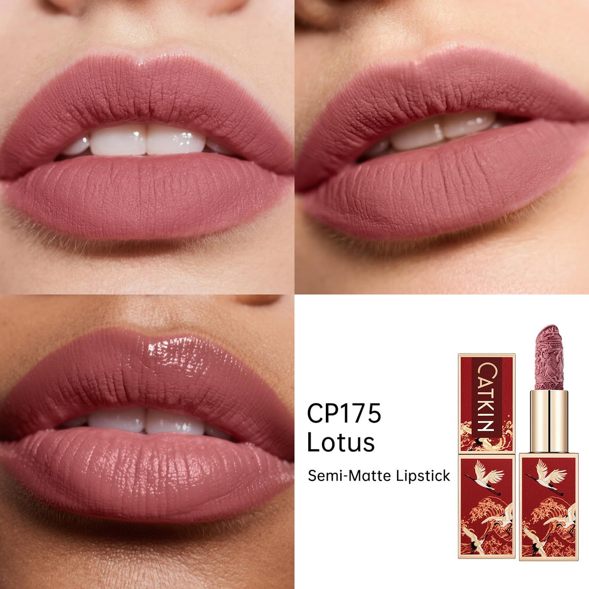 CATKIN Matte Nude Lipstick, Long Lasting, High Impact, Moisturizing Formula, enriched with Avocado Oil and Vitamin E, 3.2g