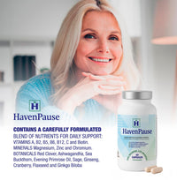 HavenPause Menopause Relief Supplement by Harmony Haven – Multi-Nutrient Natural Hot Flash & Night Sweat Support – Balance for Women – 1 Month Supply - Vegan Friendly