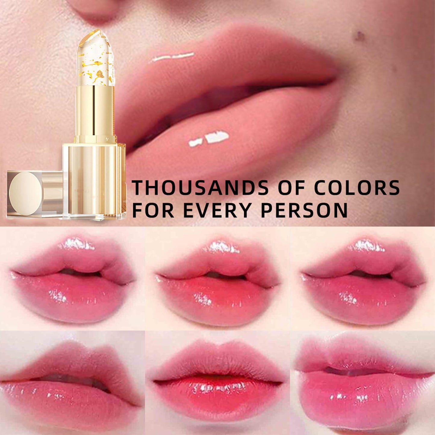 OlymGrow Gold Foil & Crystal pH Lipstick – Transfer-Proof, Color Changing, 24H Hydration & Glossy Shine. Long-Lasting, Moisturizing Lip Gloss for Women. Good for All-Day Wear & Vibrant Color