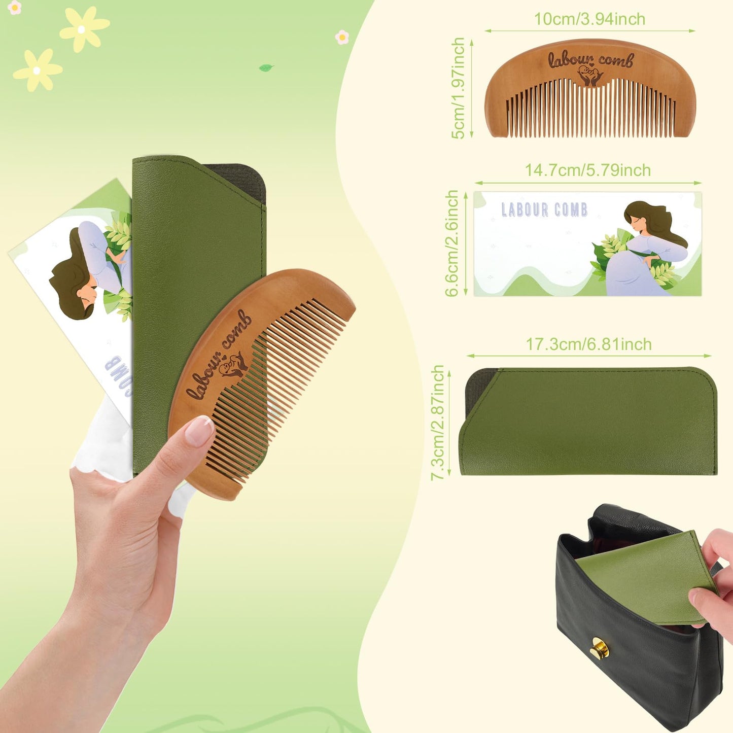 Kaempe Labour Birthing Comb, Wooden Birth/Wave Comb, Labour/Postpartum Essentials, Perineal Massage Tool, Hospital Bag Essentials, After Birth for Mum