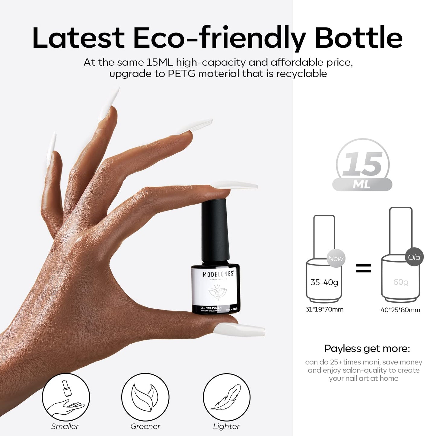 Modelones Studio White Gel Polish, 1 Pcs 15ml White Color Gel Nail Polish Soak Off LED Long Lasting French Manicure Essential Gel Nail Varnish Salon Design DIY at Home Gifts for Women