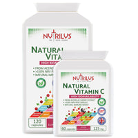 Nutrilus Natural Vitamin C Capsules from Acerola Cherry 500mg Extract - High Bioavailability Supplement - not Ascorbic Acid - Fruit and Herbs Extracts - not Tablets (120 Capsules)