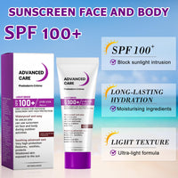 Muiefe 2Pcs Sunscreen SPF 100+, Sun Cream SPF 100 PA+++, Sunscreen Lotion For Body & Face, High Protection Against UVA & UVB, Water & Sweat Resistant, Non-Greasy, Long-Lasting Moisturizing Sun Care