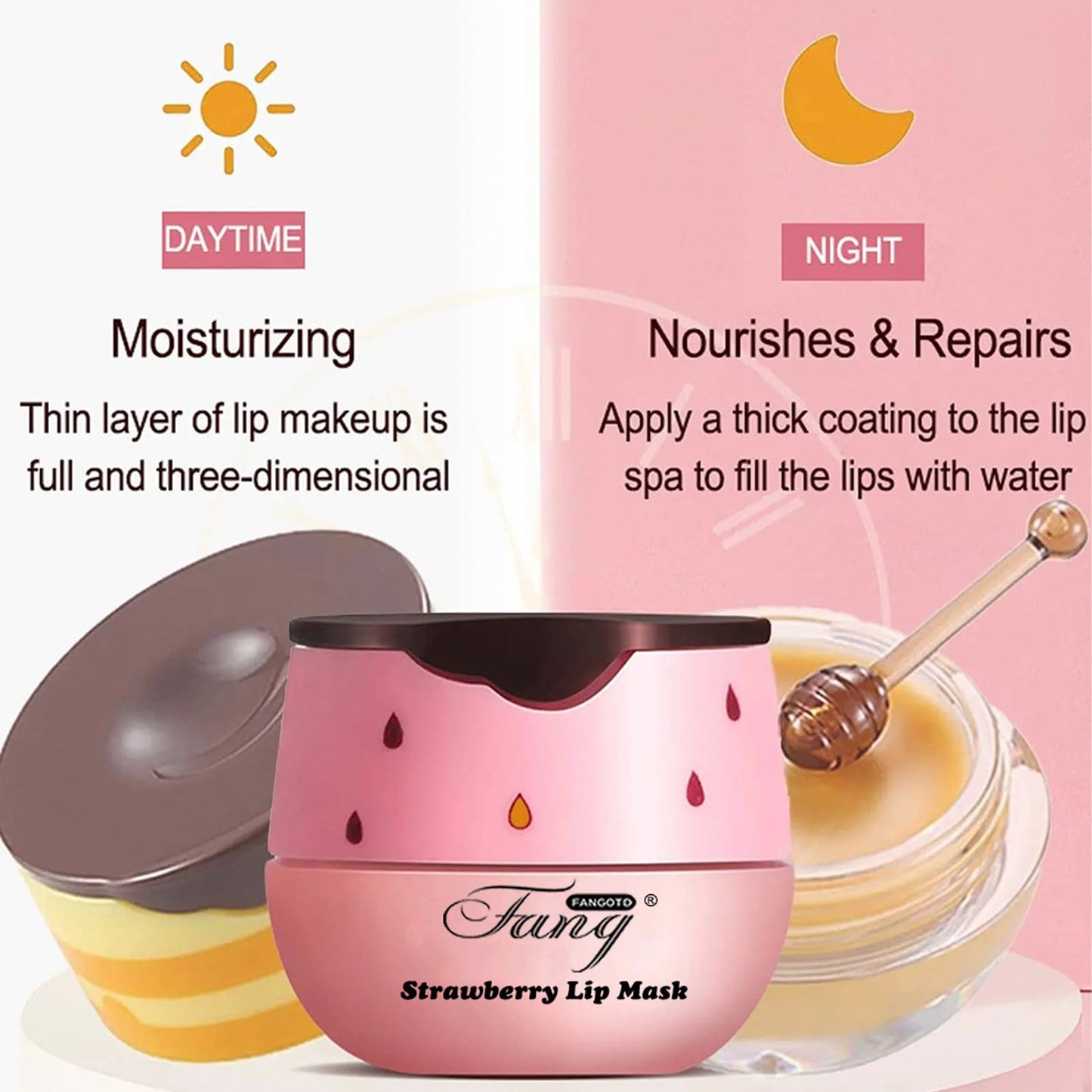 HAORQEE 2PCS Honeybalm Lip Mask Lip Balm Set, Honey Strawberry Lip Sleeping Mask Lip Care Set Lip Repair Lipbalm Lip Balms Lip Plumper, Reduce Lip Lines Moisturiser Nourishing for Dry Peeling Cracked Lips