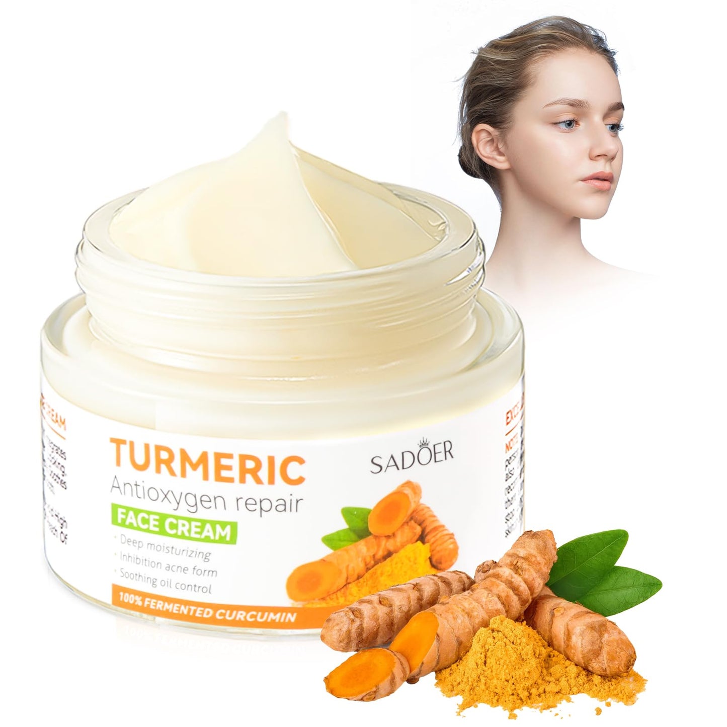 Lustwieta Turmeric Face Cream - Face Moisturiser Cream - Anti Aging & Wrinkle & Dark Spot Remove Face Cream - Skin Brightening Cream for Face Reduces Fine Lines&Skincare