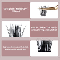 Cluster Lashes QUEWEL 72 Pcs Wide Stem Individual Lashes C/D Curl 8-16mm Length DIY Eyelash Extension False Eyelashes Soft for Personal Makeup Use at Home (natural03-C-10)