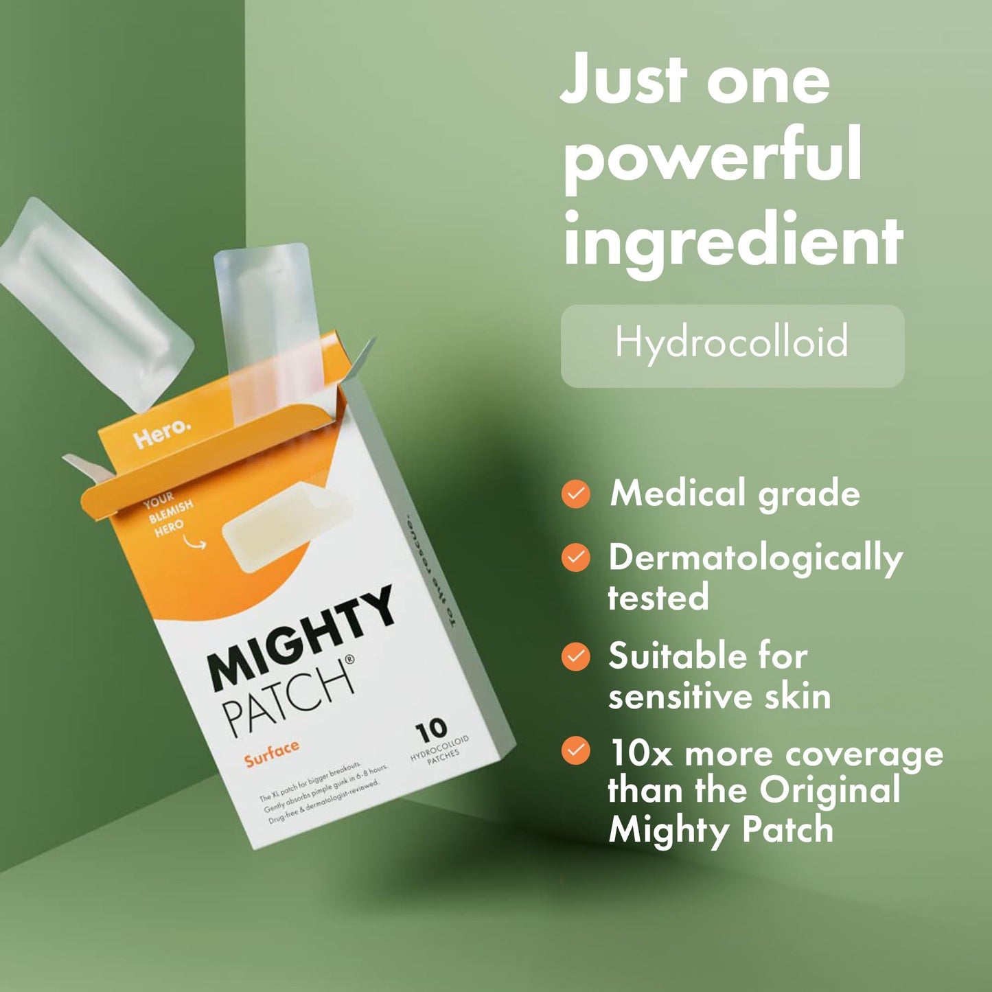 HERO COSMETICS Hero Mighty Pimple Patches Surface XL Spot Patches Acne Treatment 10 Count