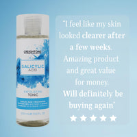 Creightons Salicylic Acid Exfoliating Tonic 200ml – Reduces Blemishes, Uneven Skin Tone & Texture | 1% Salicylic Acid & 1% Niacinamide | Dermatologically Tested, Vegan & Cruelty-Free