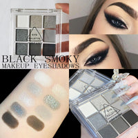 HAORQEE Black Eyeshadow Palette, Smokey Glitter Silver Gothic Eye Shadow Make Up Palettes White Grey Matte Cold Neutral Long Lasting Waterproof Eye Shadows Pallets for Women Girls Halloween Goth Gifts