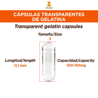 Snadi - Empty Gelatin Capsules Size 5 | 1000 Pieces | Pharmaceutical Grade Quality | Perfect for Vitamin and Supplement Fillings | 100% Recyclable Packaging, Gelatin Capsules.