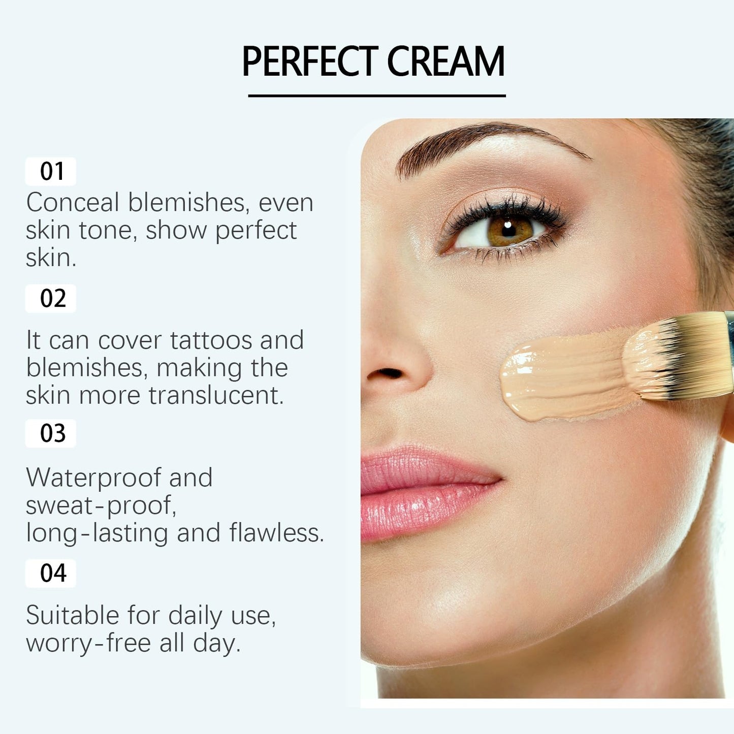 Concealing Foundation Perfecting Cream,Waterproof Long Lasting Even Skin Tone,All-Over Complexion Per/fector,Colour Corrector,Full Coverage Concealer,Corrector Makeup,Colour Correcting Cream