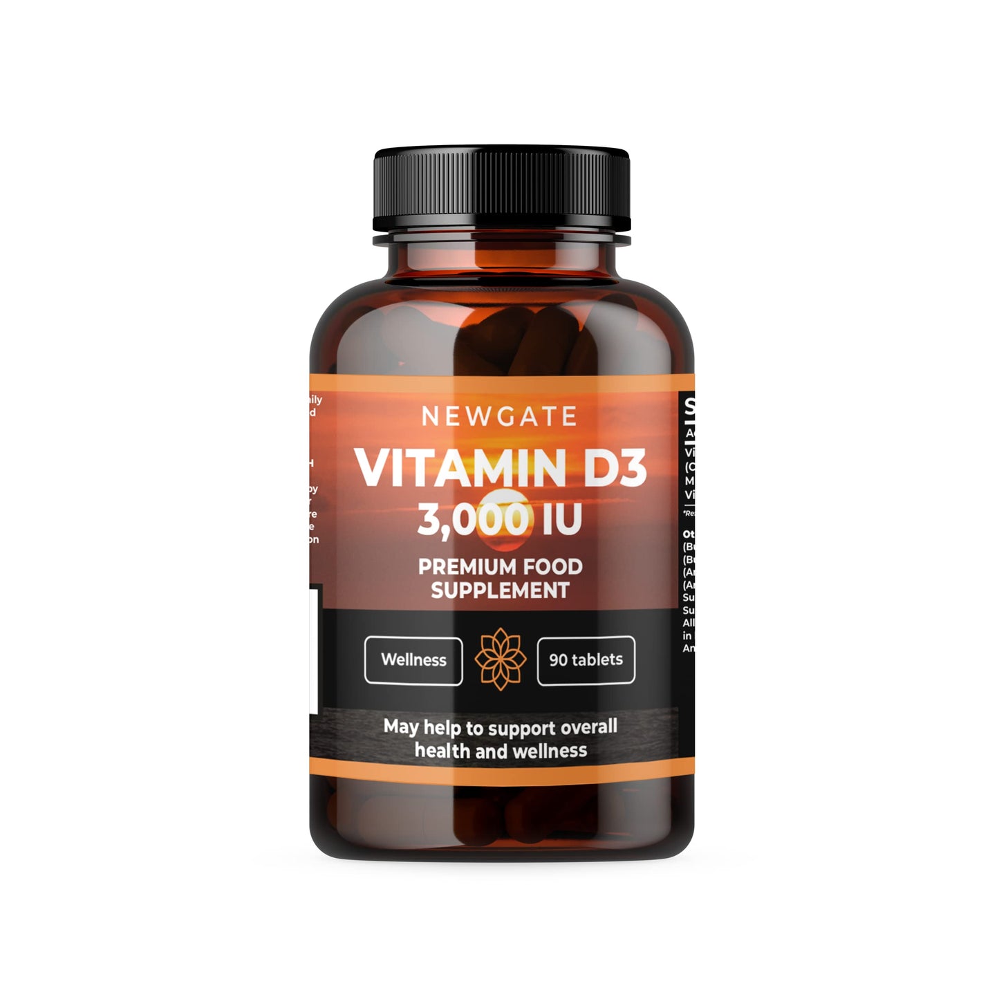 Newgate Labs Vitamin D3 3,000IU 90 High Strength Vegetarian Tablets - Nutritional Supplement - Fight Deficiency - Made in The UK - Halal - GMP Certified