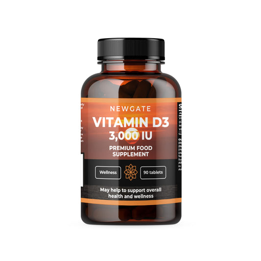 Newgate Labs Vitamin D3 3,000IU 90 High Strength Vegetarian Tablets - Nutritional Supplement - Fight Deficiency - Made in The UK - Halal - GMP Certified