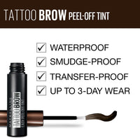 Maybelline New York Tattoo Brow Peel Off Eyebrow Gel Tint, Semi-Permanent Colour, Waterproof, Lasts up to 3 Days, Colour: Dark Brown, Duo Bundle