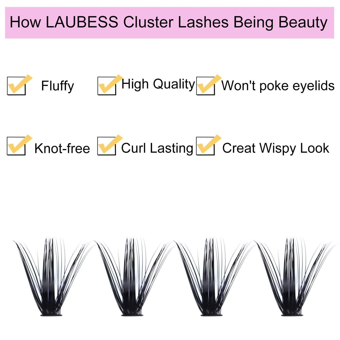 Individual Lashes 300 Pcs LAUBESS Lash Clusters Individual Eyelash Clusters Eyelash Extension Kit False Lashes Individual Cluster Lashes Mix (50D-0.07C-8-15mm)
