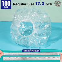 LEOBRO Disposable Shower Caps, 100PCS Shower Caps, Shower Cap for Women Waterproof, Disposable Clear Plastic Shower Cap for Women, Thick Plastic Caps for Hair Treatment, Regular Size 17.3 INCH