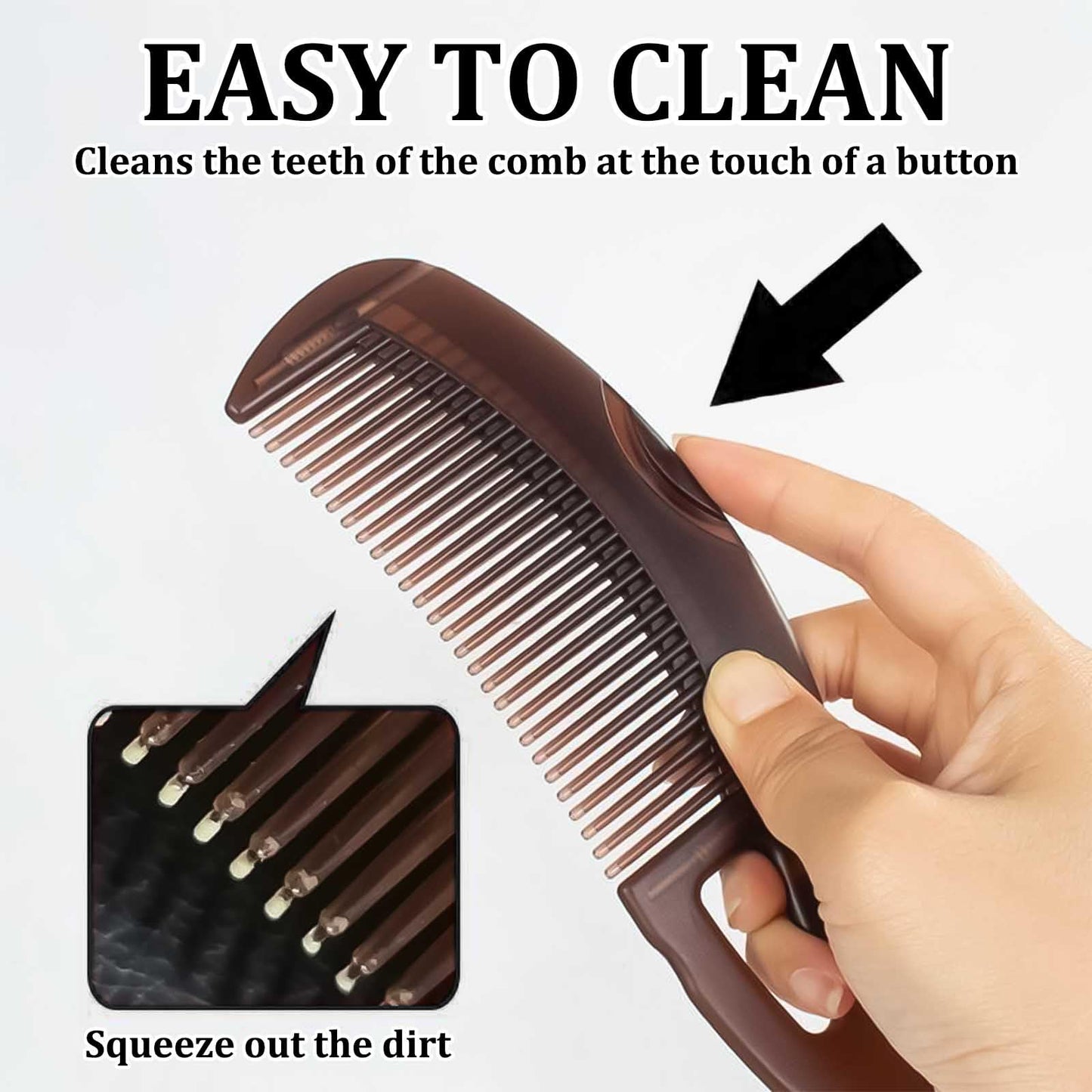 Anmahe 4 PCS Massage Dandruff Comb Remover,2 Brown Hollow Tooth Comb with 2 Orange Scalp Brush,Fine Tooth Comb for Dandruff,Easy to Clean,for Dandruff Removal and Tangled Hair