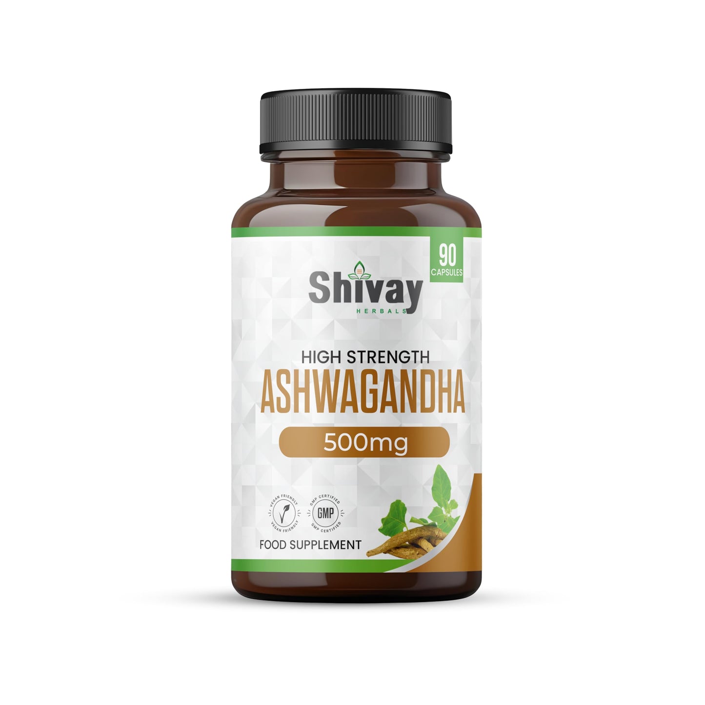 Ashwagandha 1000mg per Serving | 90 Capsules | 45 Day Supply | Vegan Capsules | Pure High Strength Ashwagandha Root Extract Supplement by Shivay Herbals