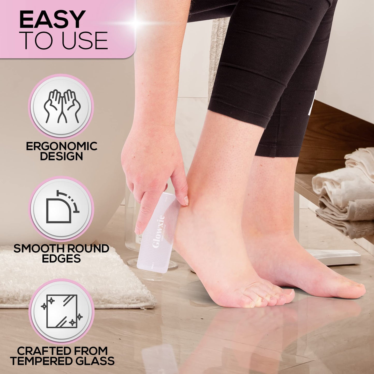 Glass Foot File by Glowxie | 2 Files in 1 (Scub+Buff) | Dead Skin & Callus Remover | Long Lasting | Hypoallergic