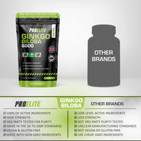 Ginkgo Biloba 6000mg 60 High Strength Vegan Tablets - Ginkgo Biloba Leaf 50:1 Extract | Gluten Free, GMO Free - Made in UK by PROELITE