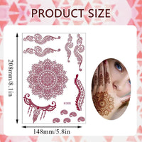 Bettinay 9PCS Mehndi Stickers for Hands, Women Girls Temporary Henna stencils sticker