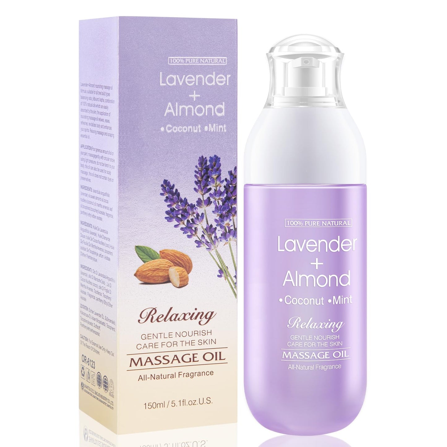 O'RMEAS Massage Oil For Warming, Relaxing Massage Oil Lavender Almond Peppermint And Coconut Massage Oils For Massage Moisturizing Body Oil For Men And Women 5.1 Fl.Oz