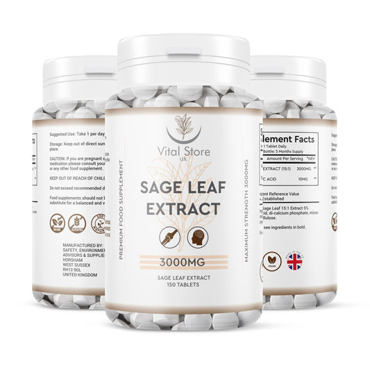 Sage Leaf Extract 3000MG - 5 Month Supply - 150 Vegan Tablets - Sage Leaf Extract Rosmarinic Acid High Strength Sage Extract