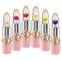 6 Packs Flower Jelly Lipstick Set Magic Temperature Color Change Lip Balm Long Lasting Moisturizer Lip Gloss Flower Jelly Lipstick Makeup Set (Set A)