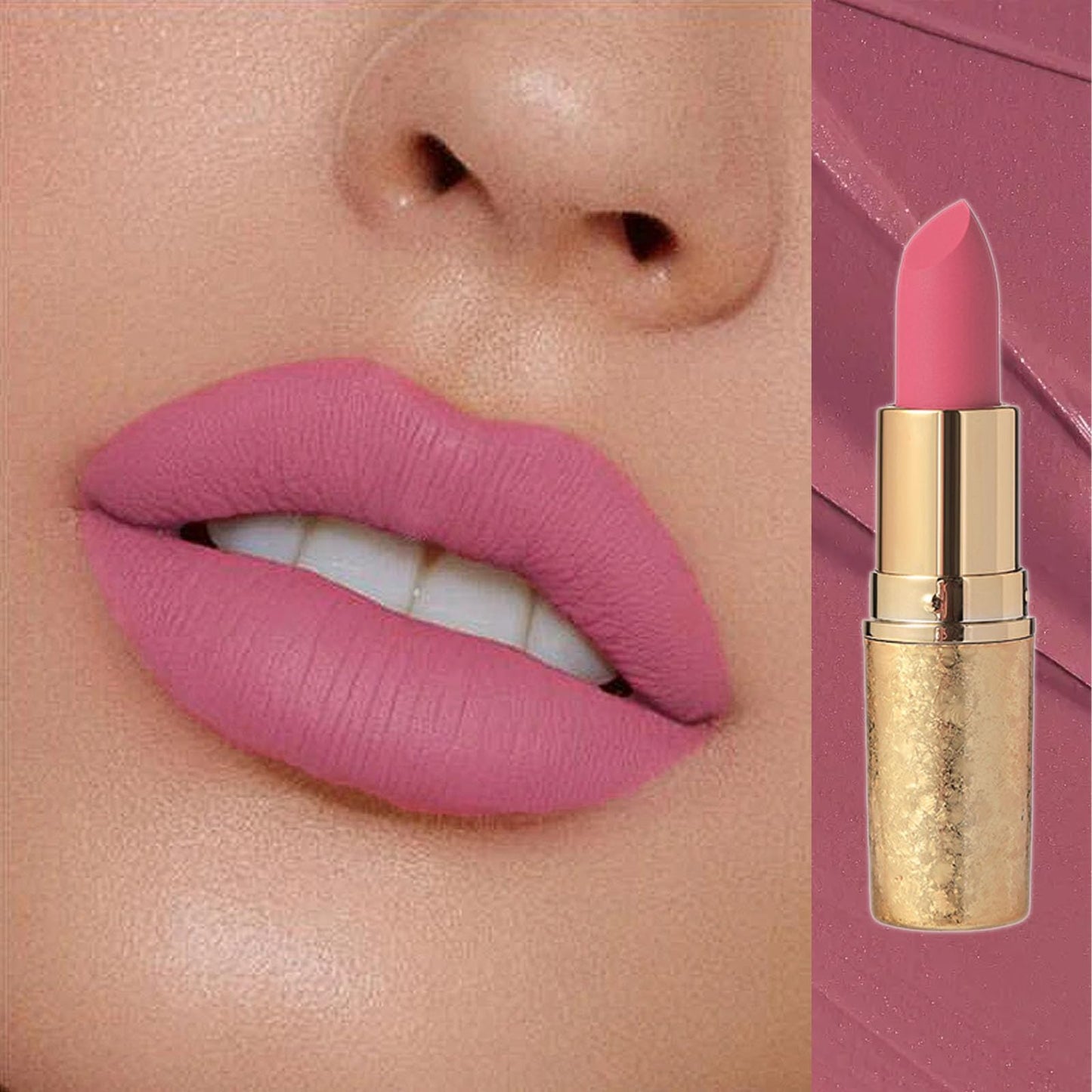 LYNTYAOU Nude Pink Matte Lipstick, Bright Pink Lip Stick for Women, Hot Color Smooth Full-Coverage Moisturizing Lipsticks, Waterproof Non-sticky Lips Tinted, Long Lasting Lip Balm Gift for Girls & Lady