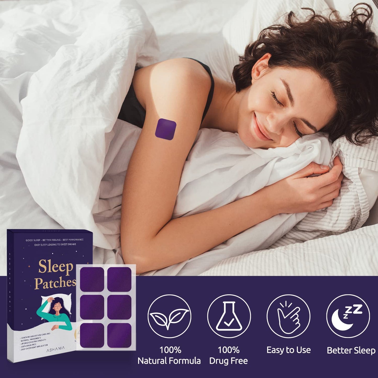Ashania Sleep Patches, Sleep Patches for Adults, 42 Patches, Easy to Apply and Comfortable, Premium Ingredients, for Men and Women
