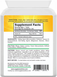 Vitamin D 1000IU 365 Vegetarian Tablets | Optimum Strength Cholecalciferol Vitamin D3 Supplement | UK Manufactured