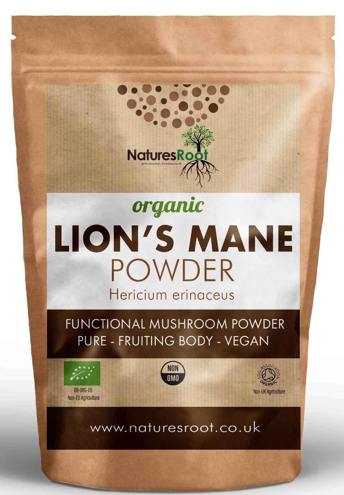 Natures Root Nature’s Root Organic Lion’s Mane Mushroom Powder 200g – 100% Fruiting Body (Hericium erinaceus) – Finely Milled Vegan Mushroom Powder for Coffee, Smoothies & Hot Drinks – No Fillers