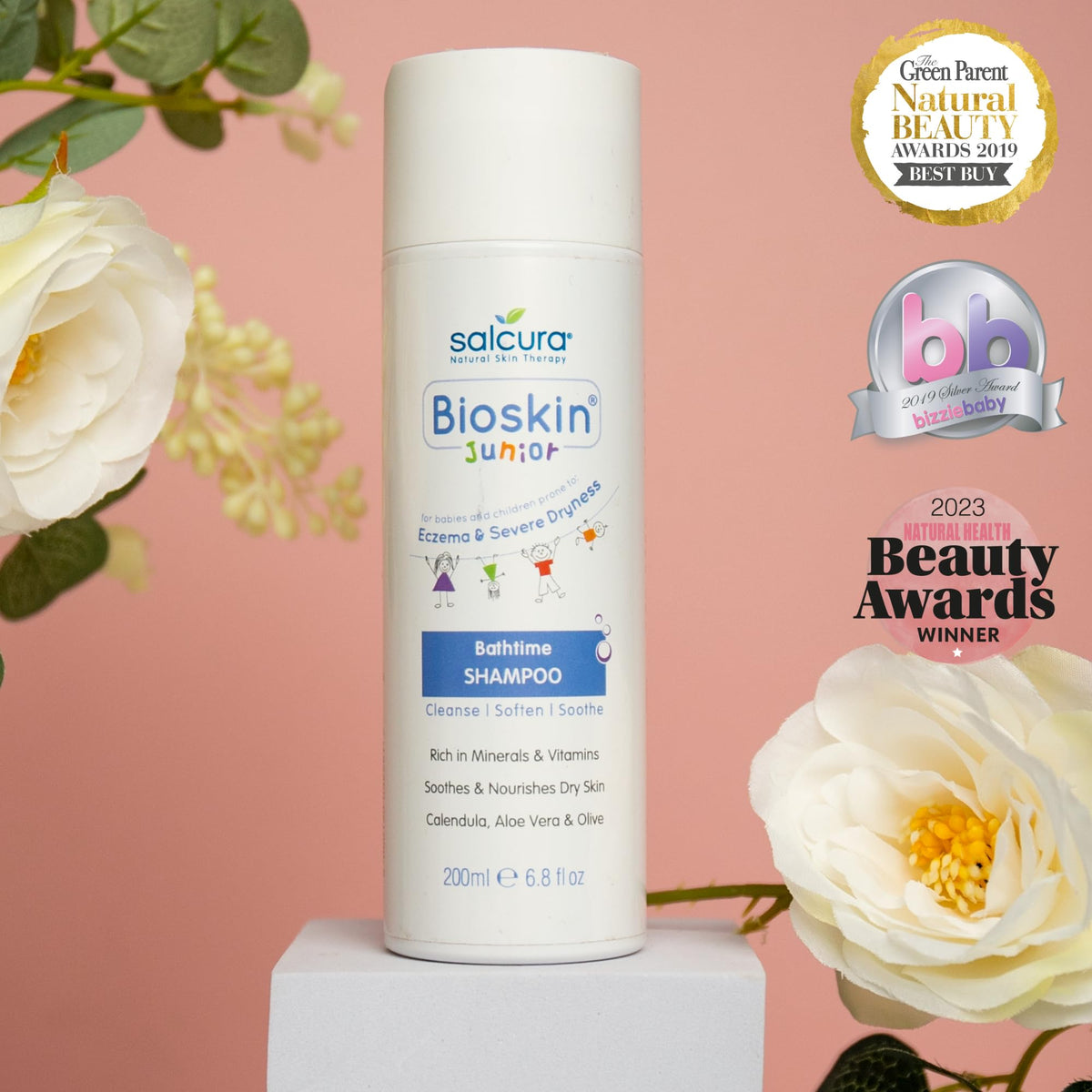 Salcura Natural Skin Therapy, Bioskin Junior Shampoo, Low-Foamy Kids Shampoo For Sensitive Skin, Soothes & Nourishes The Driest Scalp 200ml